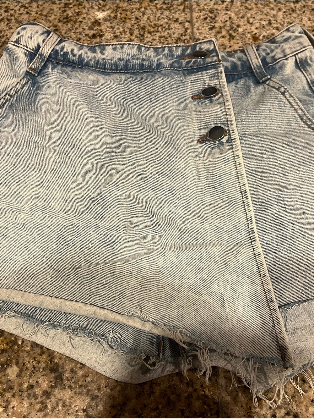 Light Wash Denim Women’s Shorts with Button Front